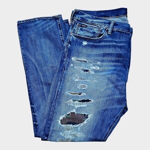 Ralph Lauren Slim Straight Distressed Blue Jeans